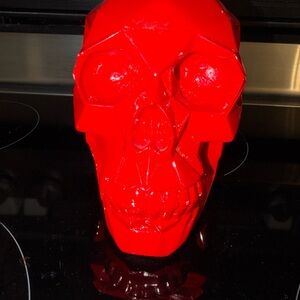 Summit Red Polygon Futuristic Skull Decor